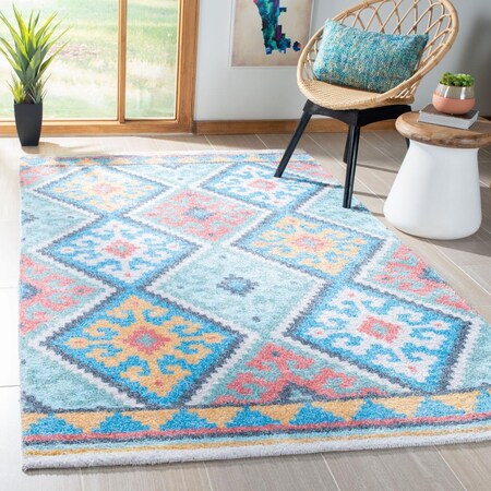 Safavieh 5 x 8 ft. Saffron Rectangle Hand Loomed Area RugBlue & Aqua SFN560M-5